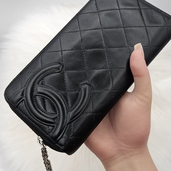 Chanel  Black Quilted Leather Cambon Ligne Zippy Organizer Wallet - Picture 1 of 17